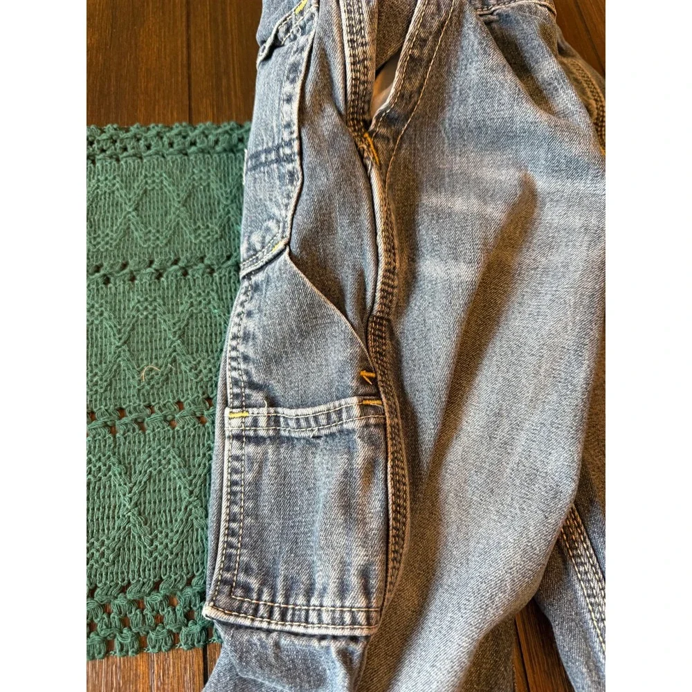 OshKosh Bgosh Boys Carpenter Jeans Medium Wash Denim Hammer Loop Size 7 Regular